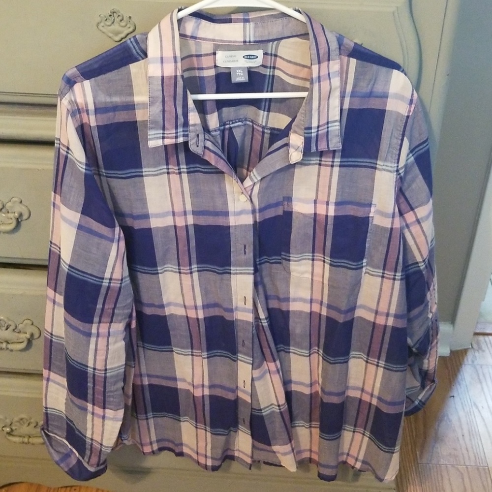 Sheer Plaid Button Down